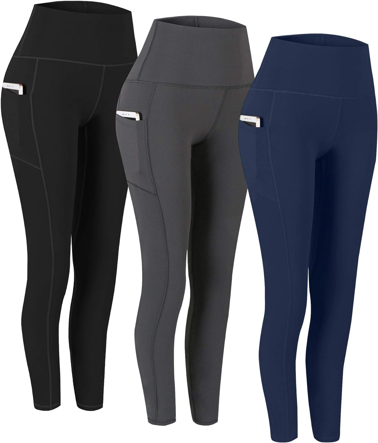 2 Pack High Waist Yoga Pants with Pockets Workout Leggings Women | Tummy Control Leggings for Women, Breathable Fabric, 4-Way Stretch, Workout, Fitness, Running, Yoga, Compression Leggings