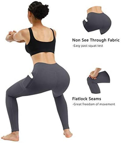 2 Pack High Waist Yoga Pants with Pockets Workout Leggings Women | Tummy Control Leggings for Women, Breathable Fabric, 4-Way Stretch, Workout, Fitness, Running, Yoga, Compression Leggings